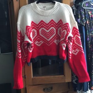 Free People Heart Cropped Sweater